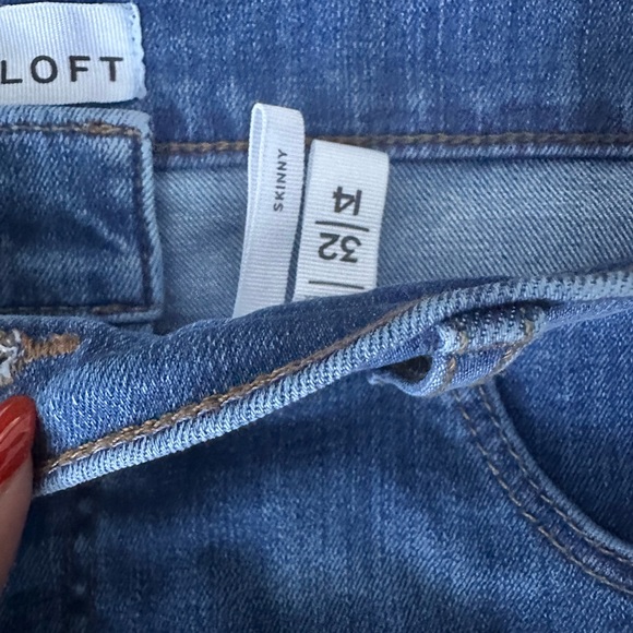 #2 LOFT JEANS SKINNY RAW RUFFLED LEGS BLUE SIZE 32 - Picture 5 of 9